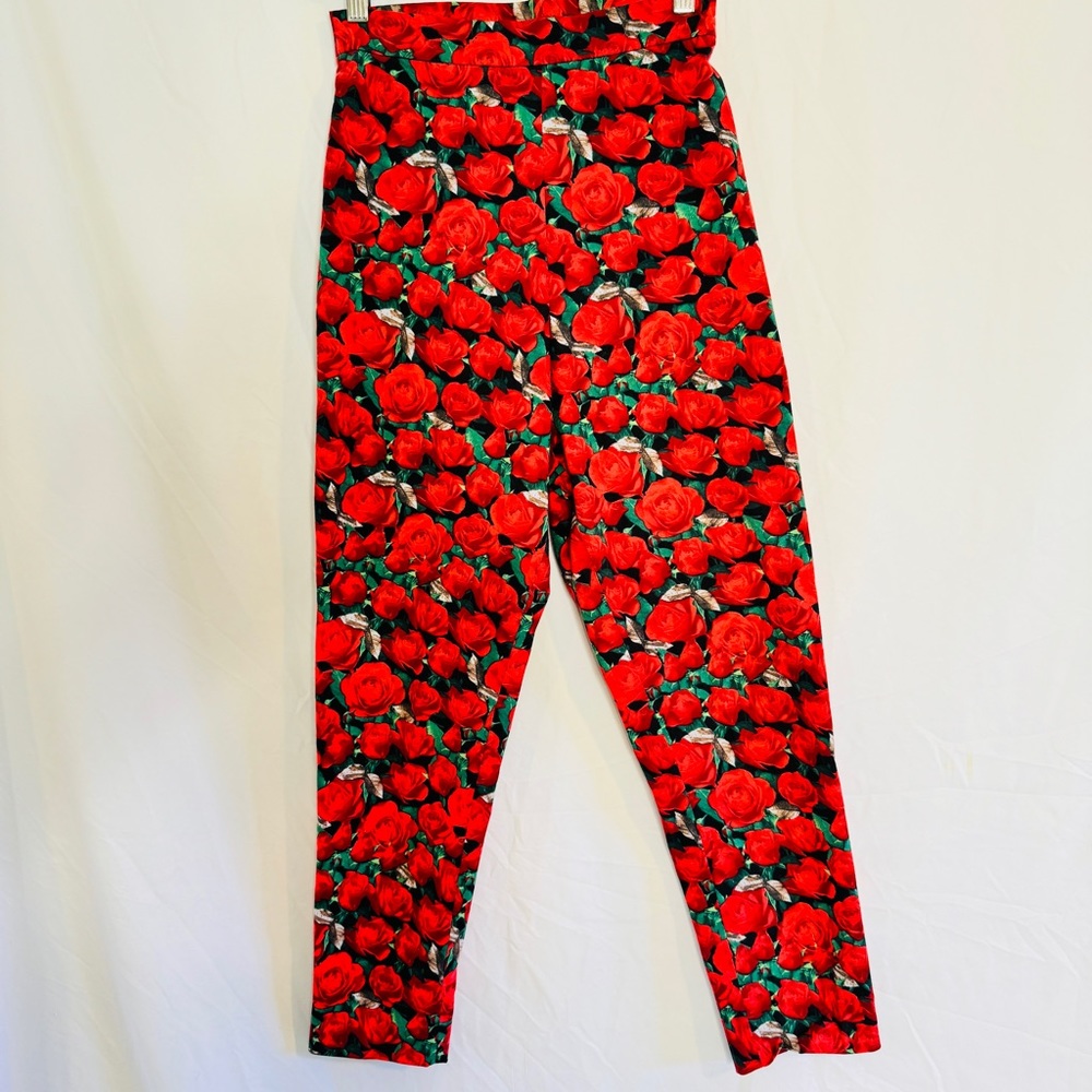 VtG Hunza Red Rose Fitted Skinny Pegged Zipper Back SZ 2 Rare Find!